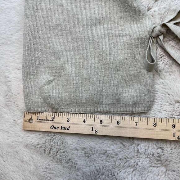 Aritzia Wilfred 100% Merino Wool Emmy Crop Beige Tie Sleeve Scoop Neck Sweater S - Picture 11 of 12